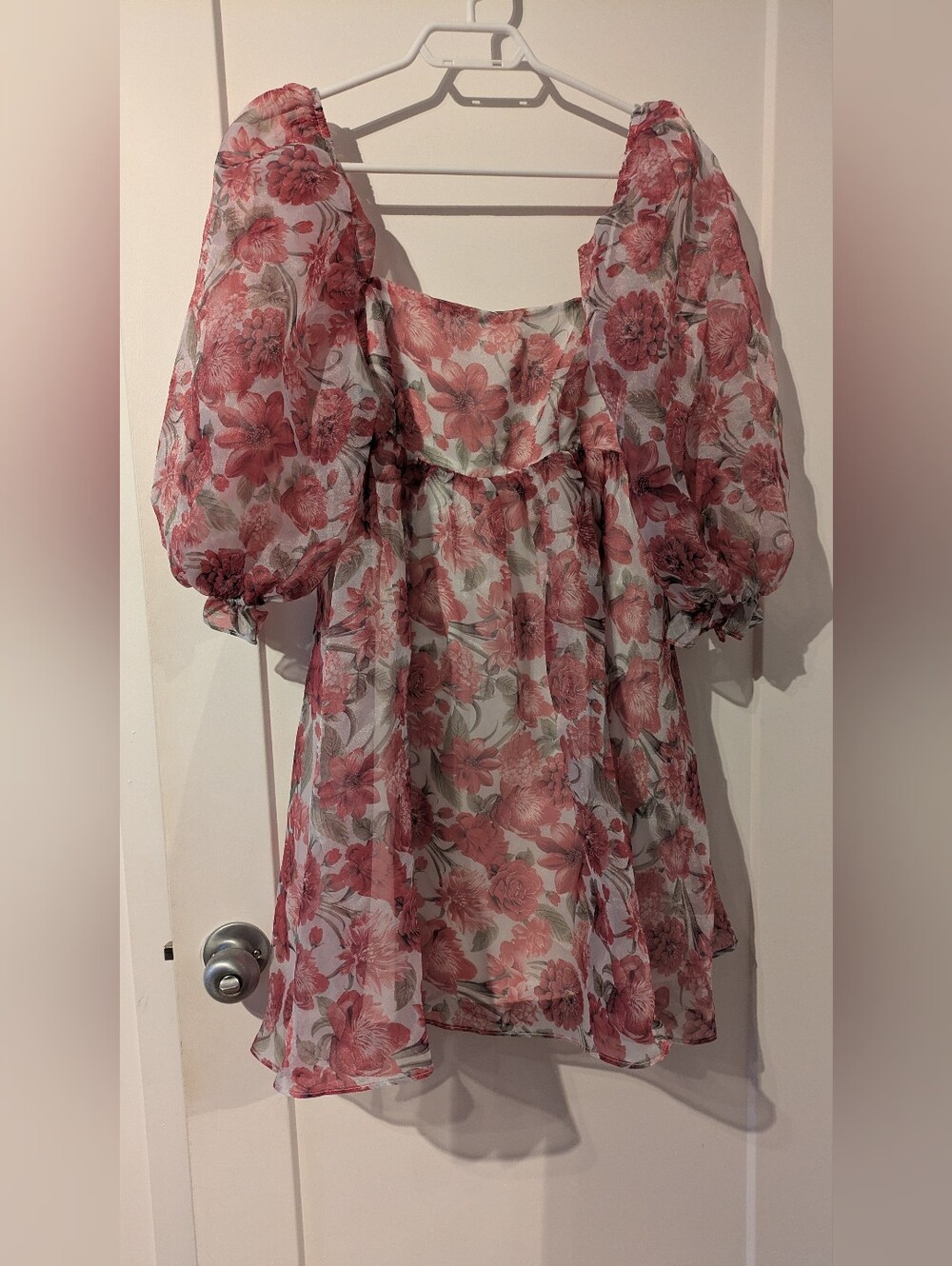 Storia Sz M Floral Feminine Fairy Puff Sleeve Puffy Mini Dress